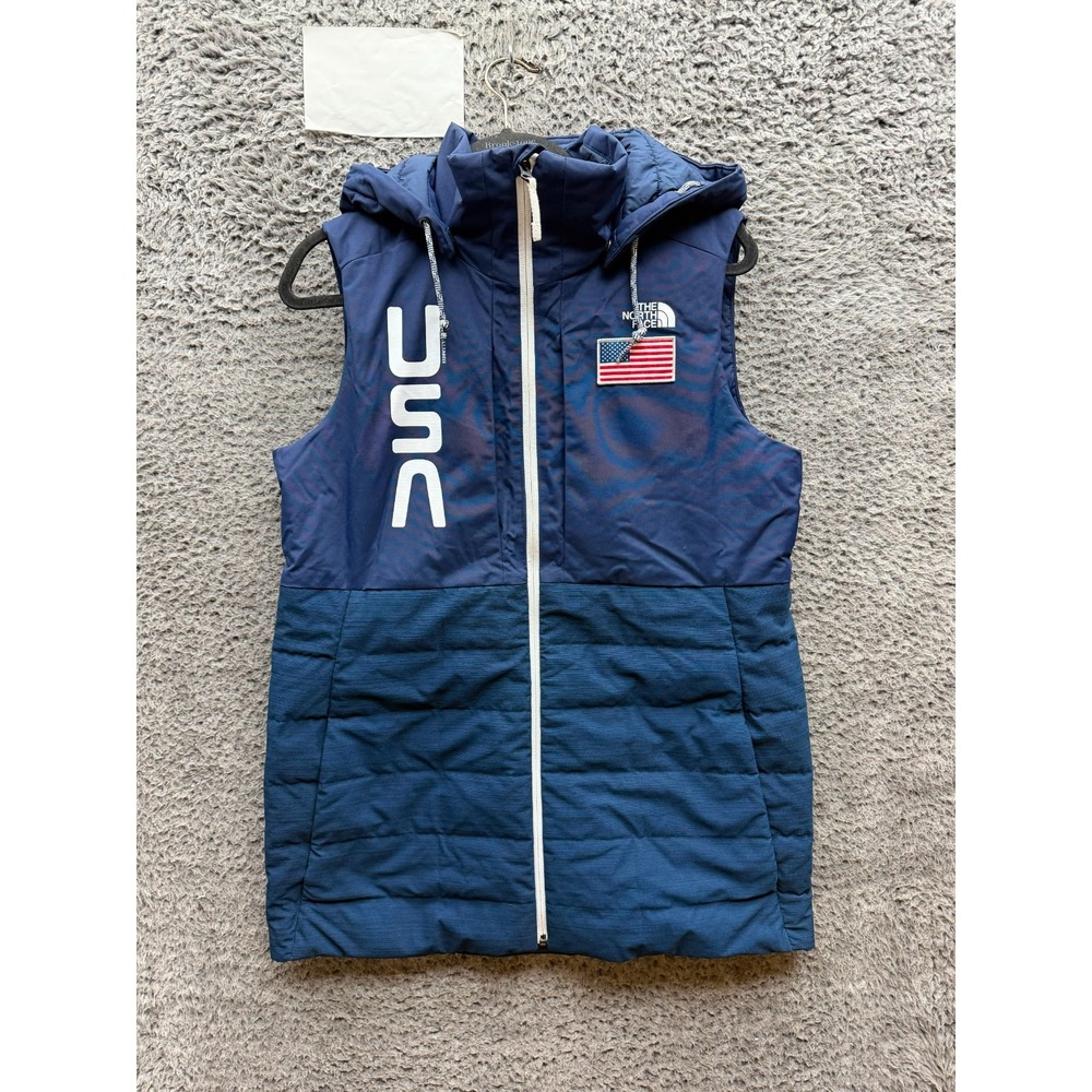 NWOT The North Face USA Insulated Hooded Ski Vest Navy Blue Women's Size M
